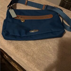Coach Blue and Tan Belt Bag